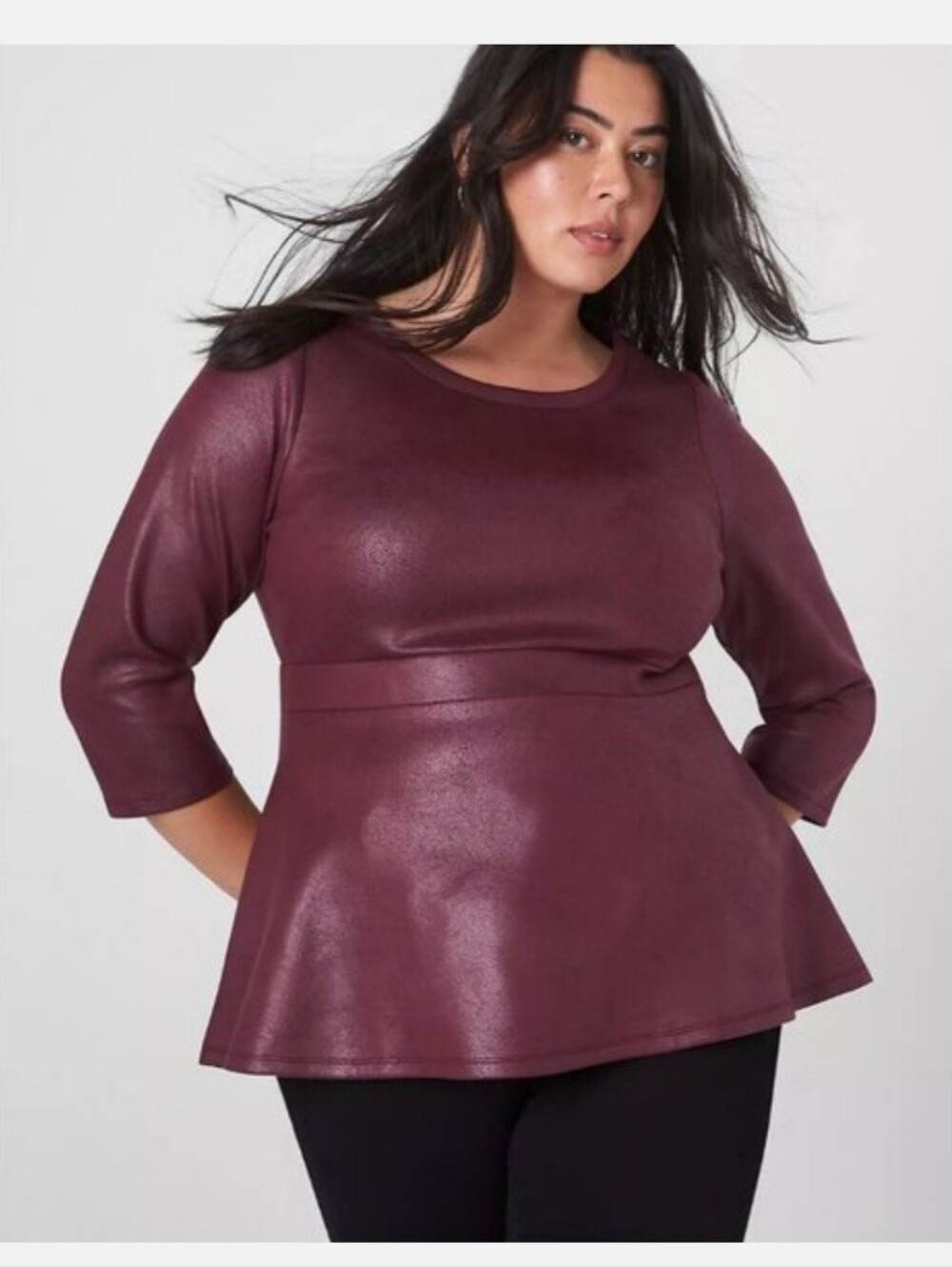 14/16 Lane Bryant Crew Neck Peplum Top